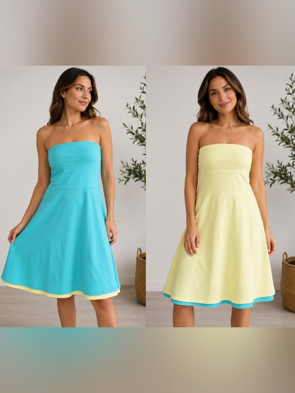 lululemon athletica Reversible Strapless Dress in Aqua and Lemon